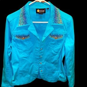 Christine Alexander Womens Jacket Aqua Denim